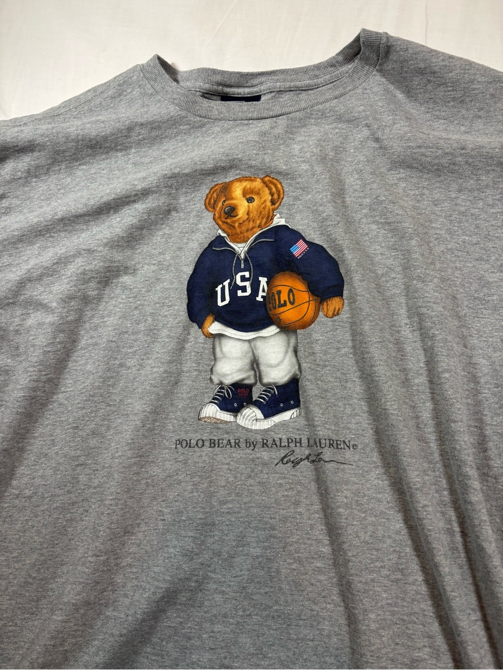 Ralph Lauren Gray Polo Bear Graphic Button Down Shirt